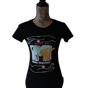 MTV Black Short Sleeve Tee with Pastel MTV Graphic